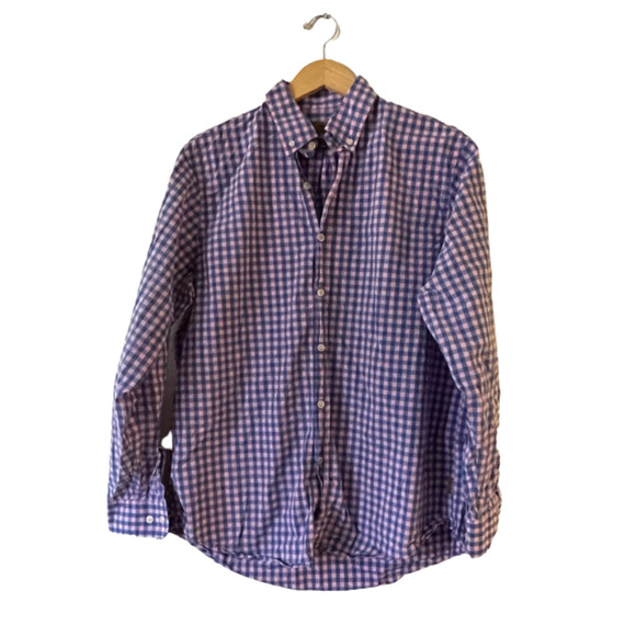 Rainforest Men's Sz L Gingham Check Button Down Shirt Modern Classic Long Sleeve - Picture 1 of 10